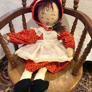 Vintage Red Doll with White Apron